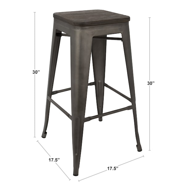 Oregon Stackable Barstool In Grey And Brown, PK 2